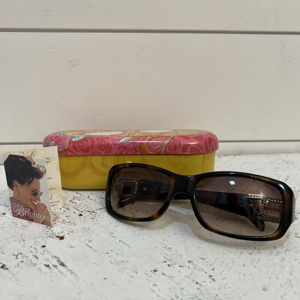 Brighton Handmade Tortoise Rectangle Sunglasses  W/Case “has scratches”